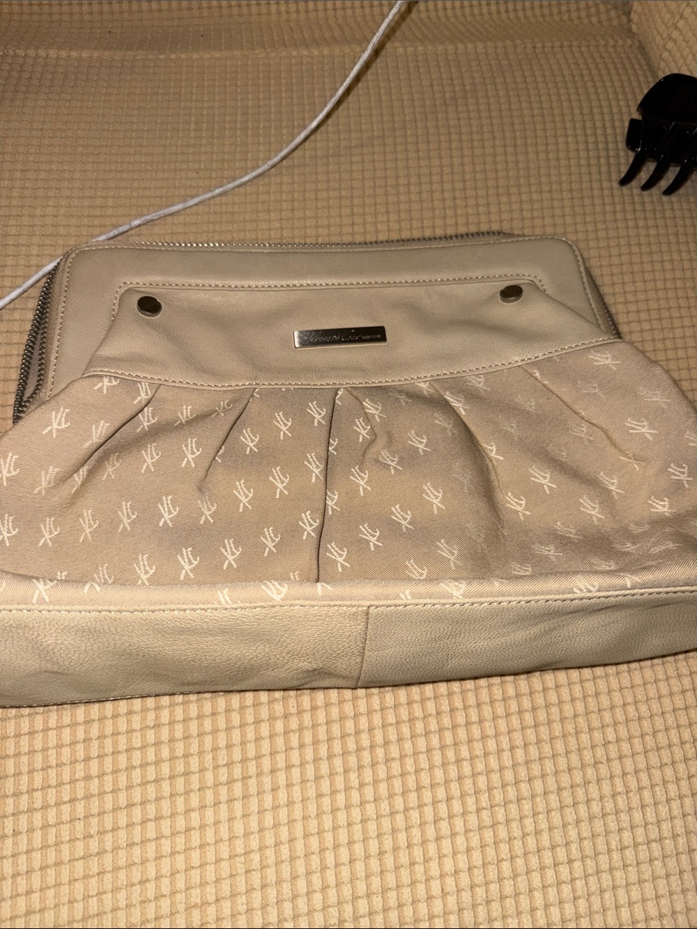 Kenneth Cole Beige Women's clutch with Subtle Monogram